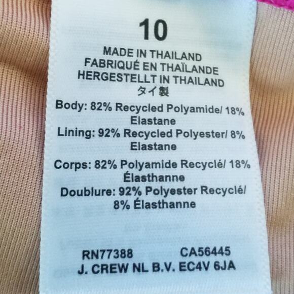 J.Crew Pink Ruched V-Neck One-Piece Swimsuit Sz 10 UPF 50 - Picture 5 of 7